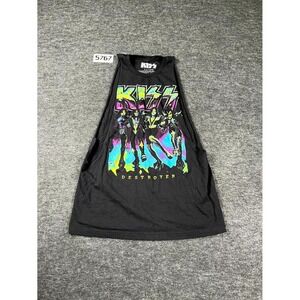 Kiss Tank Top Womens Small Black Kiss Destroyer Album Graphic Print Cotton